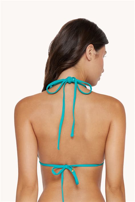 Pilyq Swim Drift Triangle Bikini Top Turquoise