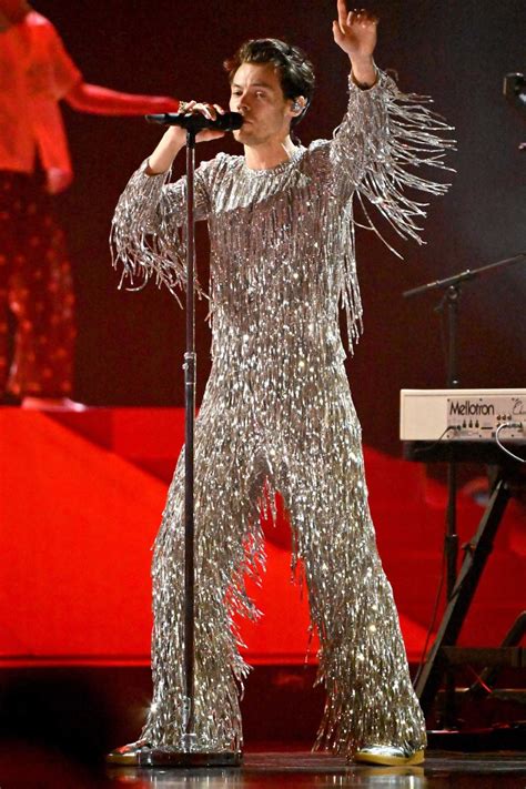 Sparkles Sequins Fringe Every Outfit Harry Styles Wore At The 2023 Grammys Photos