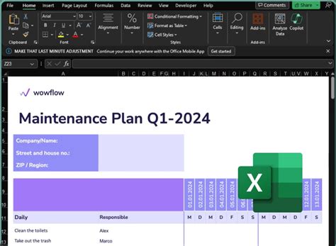 Scarica Il Modello Di Piano Di Manutenzione Excel E Word