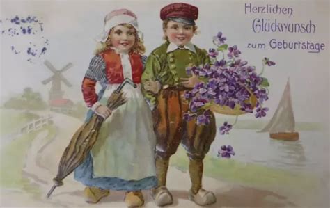 ALTE POSTKARTE HERZLICHEN Glückwunsch zum Geburtstag Litho Kinder