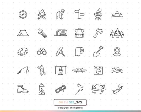 Camping Icons Saved in Svg and Png Files, Outdoor Symbol Png, Hiking ...