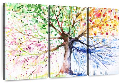 Four Seasons Tree Wall Art Watercolor