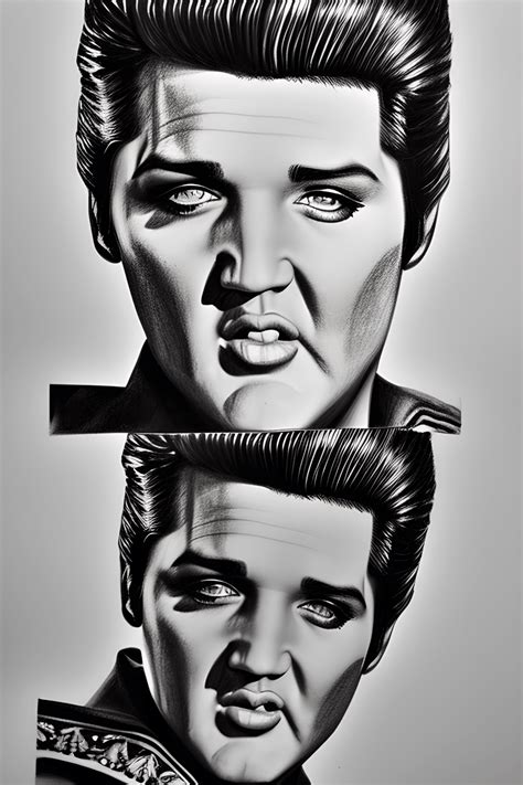 Dibujo realista a lápiz de Elvis Presley Creative Fabrica