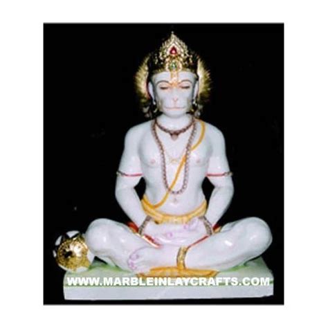 Pashan Kala Hindu White Marble Hanuman God Statue For Worship Size 6