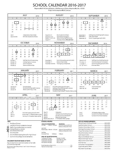 Wood Elementary School Calendars – Ft Leonard Wood, MO