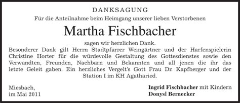 Traueranzeigen Von Martha Fischbacher Trauer Merkur De