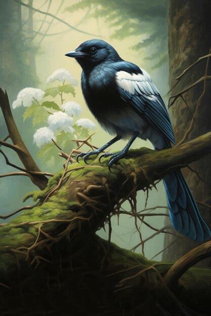 Premium AI Image | magpie building nest