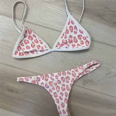 Bamba Swim Pink Leopard Bikini No Flaws Thong Depop