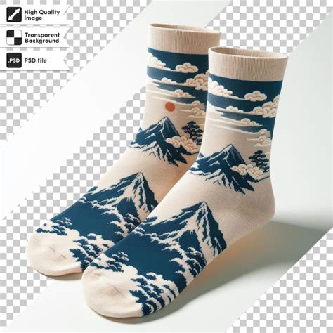 Premium Psd Psd Pair Of Socks With Prints On Transparent Background