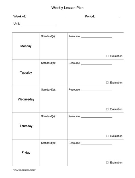 Lesson Plan Template Fun Weekly Lesson Plan Template Worksheets Library