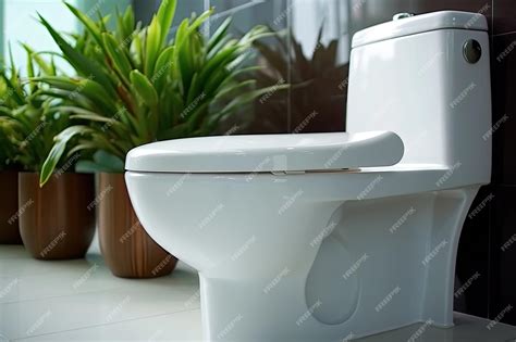 Premium AI Image | White toilet in modern home white toilet bowl in ...