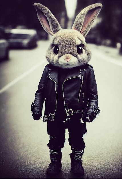 Premium Ai Image A Rabbit Wearing A Leather Jacket And A Leather