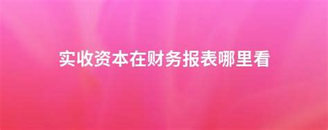 实收资本在财务报表哪里看 畅捷通