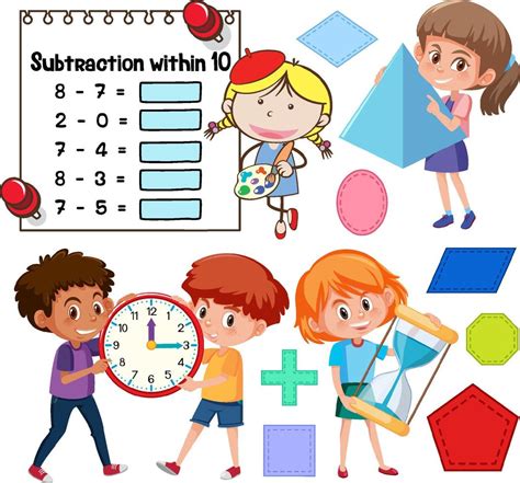 math classroom objects  supplies  students  vector art
