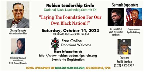 The Honorable Minister Louis Farrakhan To Keynote National Black