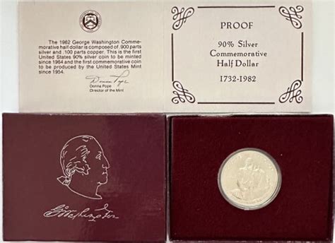 1982 S Us Silver Proof George Washington 250th Anniversary Commemorative Half Dollar