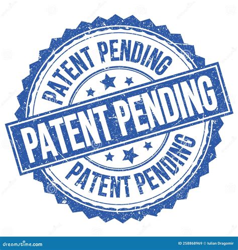 PATENT PENDING Text on Blue Round Stamp Sign Stock Illustration ...