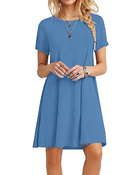 Lvcbl Women S Summer Casual Plain Simple T Shirt Loose Dresses Short Sleeve Flowy Dress S 2xl