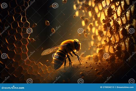 Biene Auf Der Honigwabbe In Einem Bienenstock Der Honig Wild Lebende