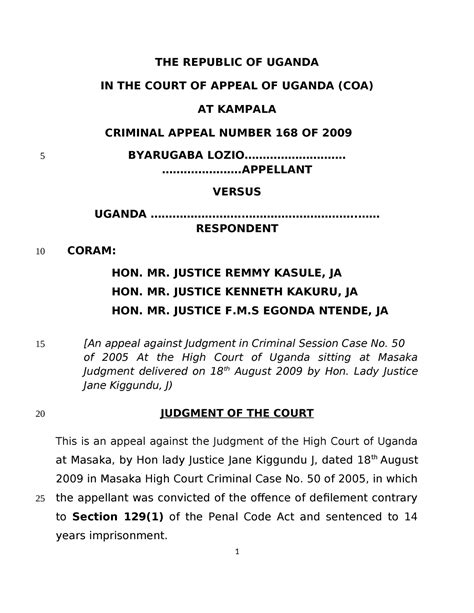 Byarugaba V Uganda Criminal Appeal No Of Ugca