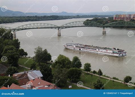 Ship and Maria Valeria Bridge from Esztergom Basilica, Ostrihom ...