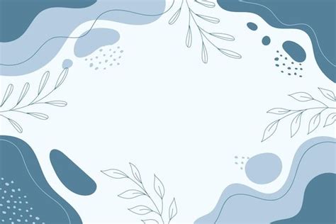 An Abstract Blue And White Background With Leaves On The Left Hand Side