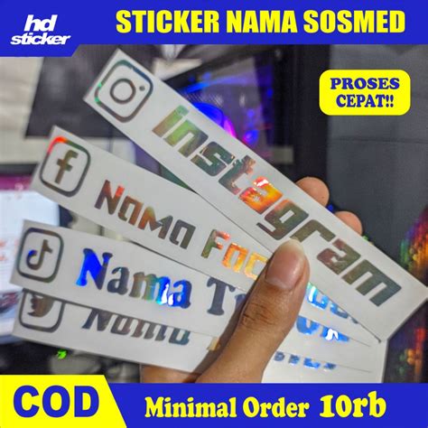 Jual Stiker Nama Sosmed Cutting Stiker Hologram Nama Custom Stiker