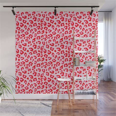 Leopard Print Red And Pink Wall Mural By Silverpegasus 8 X 8