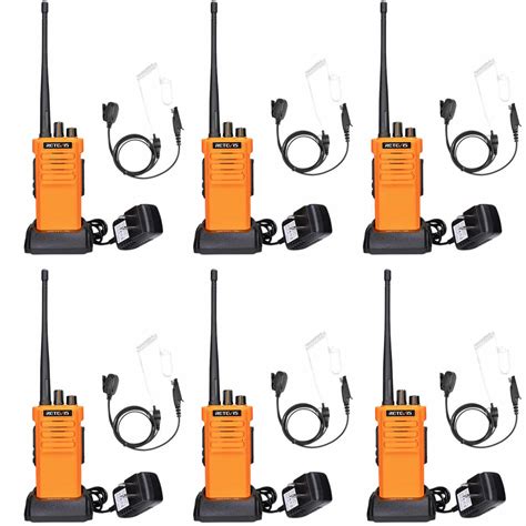 Retevis Rt29 Heavy Duty Uhf Two Way Radio With Earpiece 6pack Orange