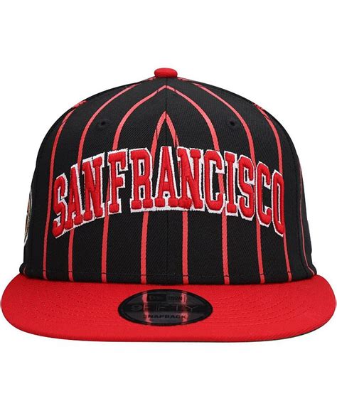 New Era Mens Black Scarlet San Francisco 49ers Pinstripe City Arch