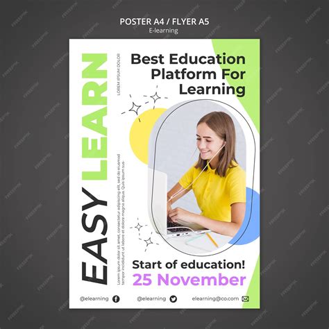 Premium Psd Flat Design E Learning Concept Poster Template