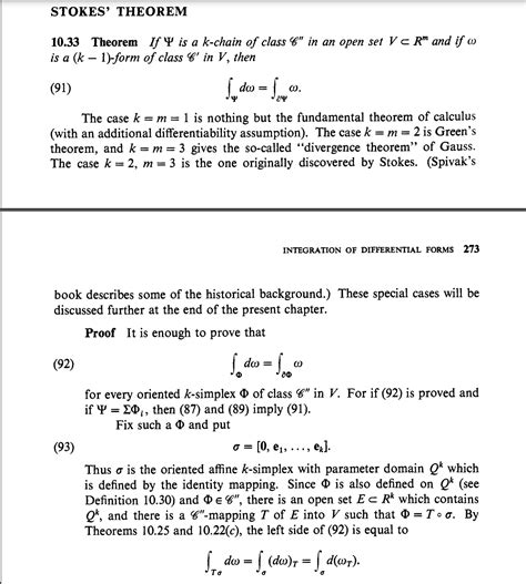 Real Analysis Baby Rudin Theorem Stokes Theorem