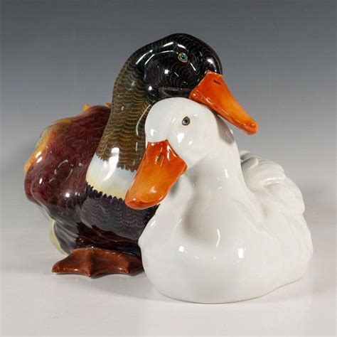 Rare Large Herend Figurine Pair Of Ducks 5035 Sold At Auction On 14th