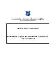 BSBHRM405 Assessment Tasks Pdf Australasian International Academy AIA