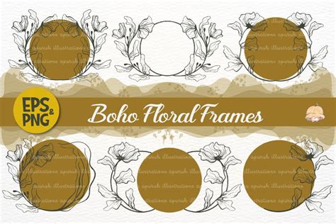 Boho Floral Round Frames