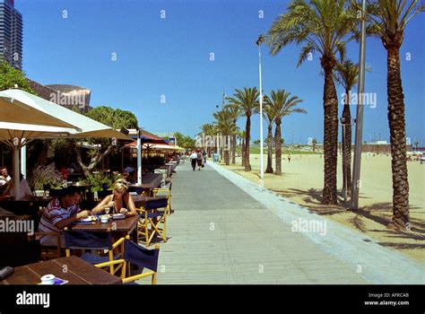 The beach walk at Playa de la Barceloneta beach in central Barcelona, Spain Stock Photo - Alamy