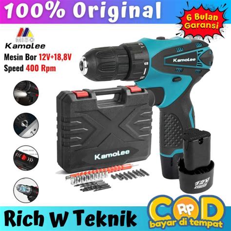 Promo Kamolee Mesin Bor Cordless Drill Impact Drill Bor Listrik Tangan