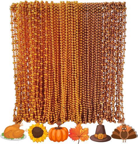 Amazon Becfupo 100 Pcs Thanksgiving Beads Necklaces Orange Brown