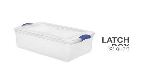 Sterilite 32 Qt Clear Plastic Latch Box Plastic Stadium Blue