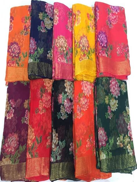 Pure Chiffon Printed Sarees With Blouse Piece At Rs In Delhi Id