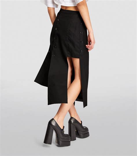 Womens Rokh Black Asymmetric Midi Skirt Harrods UK