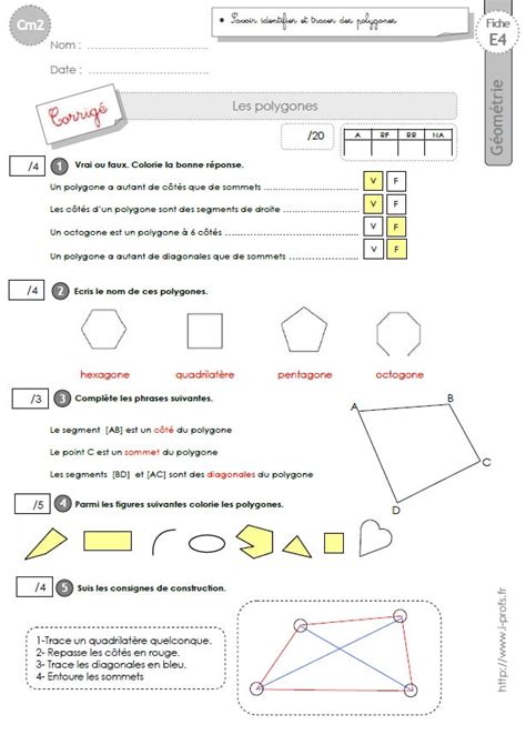 Cm Evaluation Les Polygones Quadrilat Res Triangles Carr S