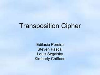 Transposition cipher - Network Security.ppt