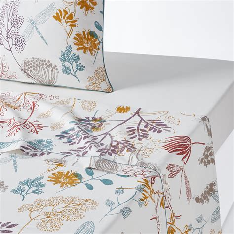 Botanique Floral 100 Cotton Percale 200 Thread Count Flat Sheet