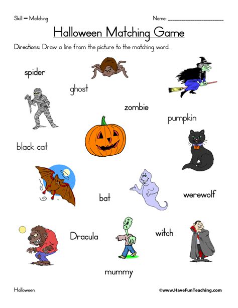 Halloween Matching Worksheet by Teach Simple