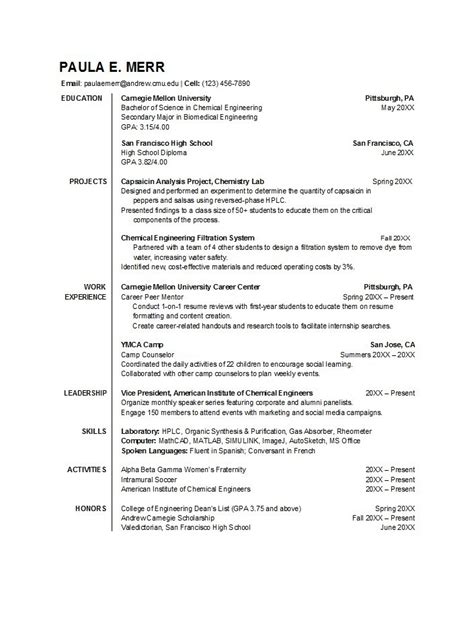 50 College Student Resume Templates And Format Templatelab