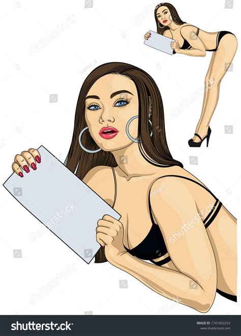 Sexy Girl Swimsuit Vector Brunette Woman Stock Vector Royalty Free 1741602254 Shutterstock