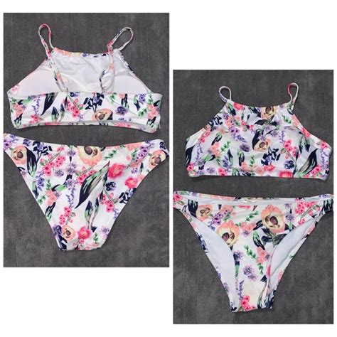 Cupshe Swim Floral Bikini High Neck Full Coverage Bottoms Poshmark