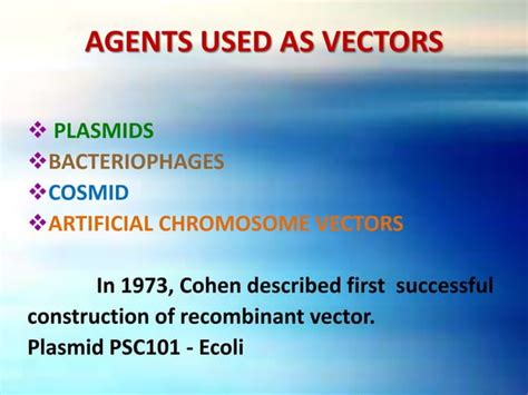 Molecular Cloning - Vectors: Types & Characteristics | PPT