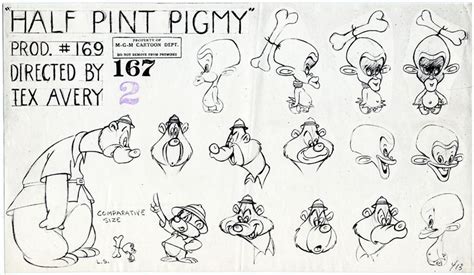 M-G-M Tex Avery HALF-PINT PYGMY Animation Model Sheet for GEORGE + JUNIOR Cartoon, 1948 | Howard ...